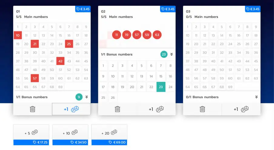 Step 4 – Choose your own lottery numbers